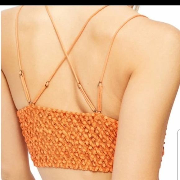 FREE PEOPLE FP1 Adella Lace Bralette Bright Orange Size XS - Picture 3 of 7